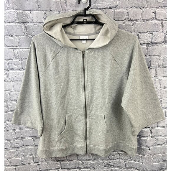 J. Jill Jackets & Blazers - J. Jill Fit Grey Heather Full Zip  Hoodie Sweatshirt Size 2X  3/4 Sleeve